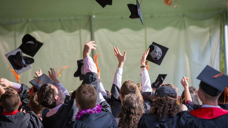 students celebrating