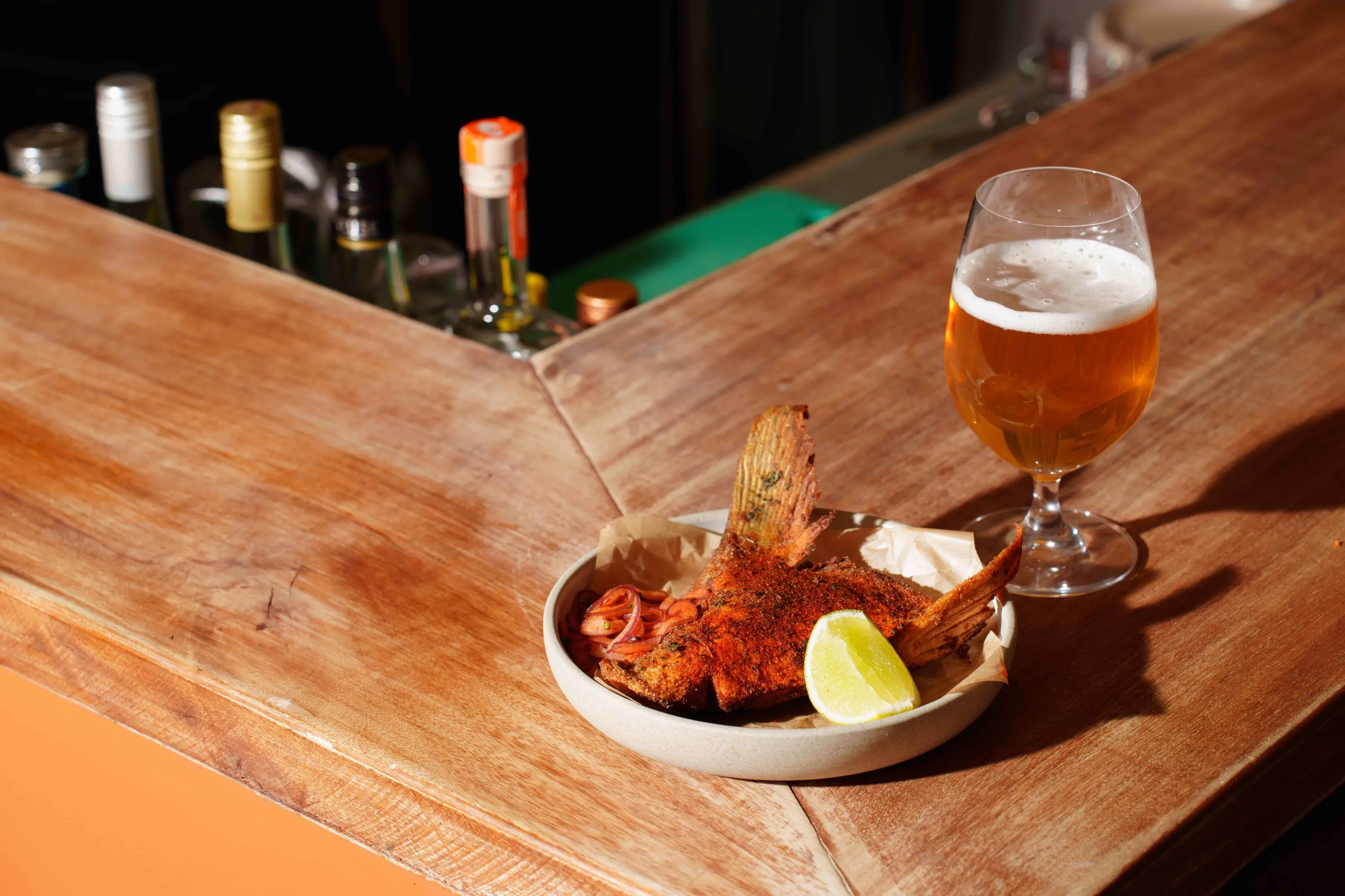 Fish and a beer at Bazaar & Bar