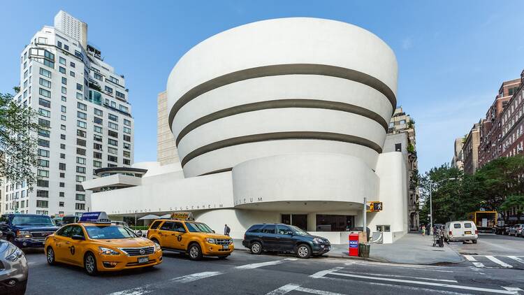 Exterior of The Solomon R. Guggenheim Museum. The Guggenheim houses an extensive collection of Impressionist and Contemporary art.