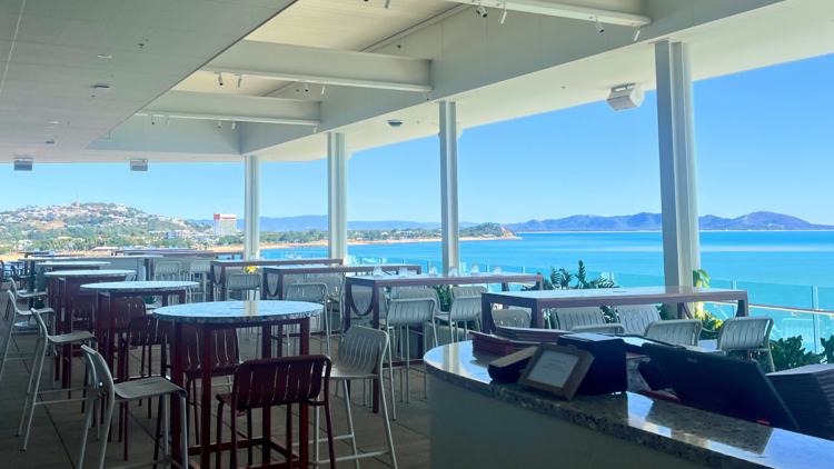 Rooftop bar with ocean views