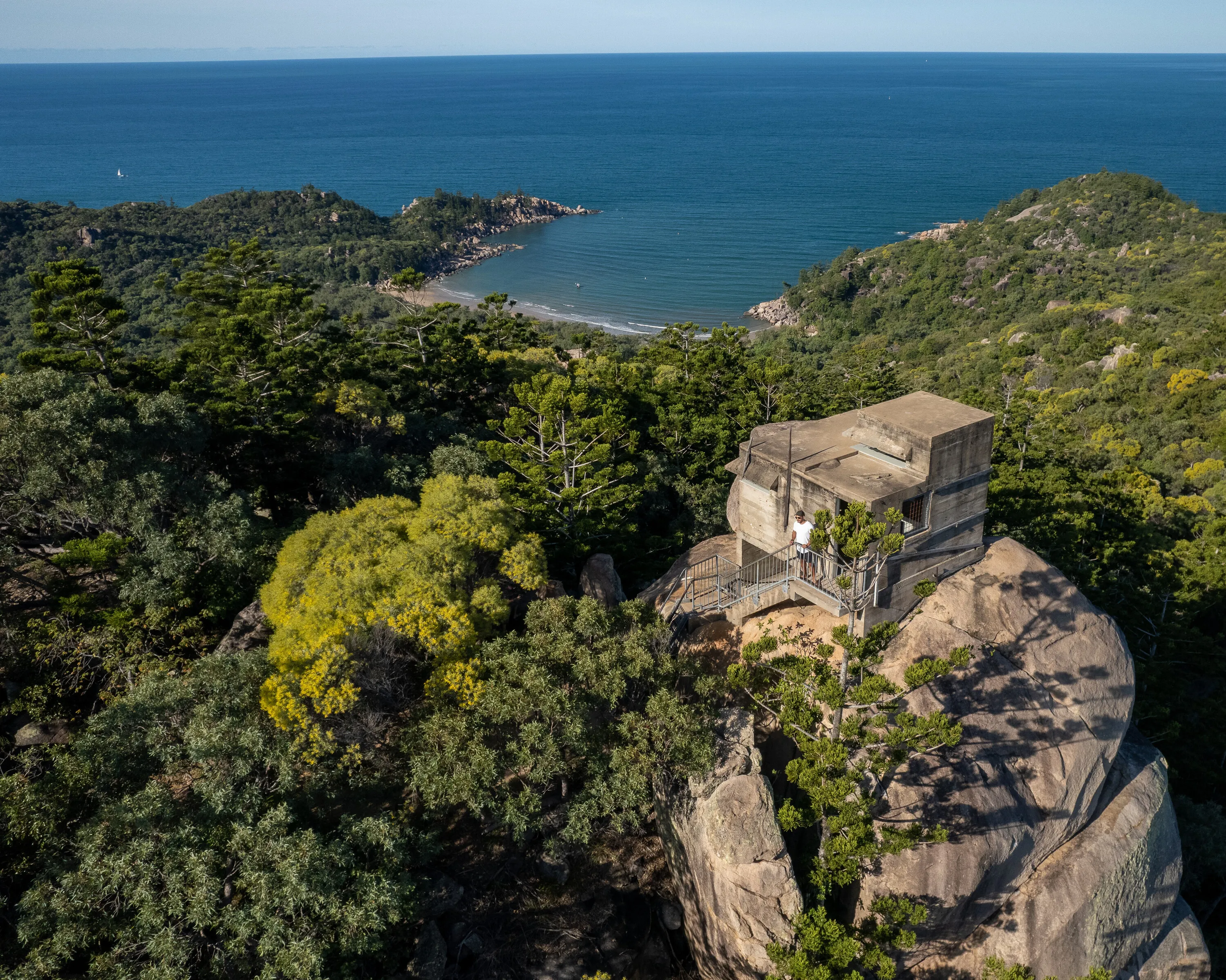 Aerial view of a World War II Forts complex, on Magnetic Island