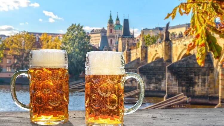 Two beers in Prague