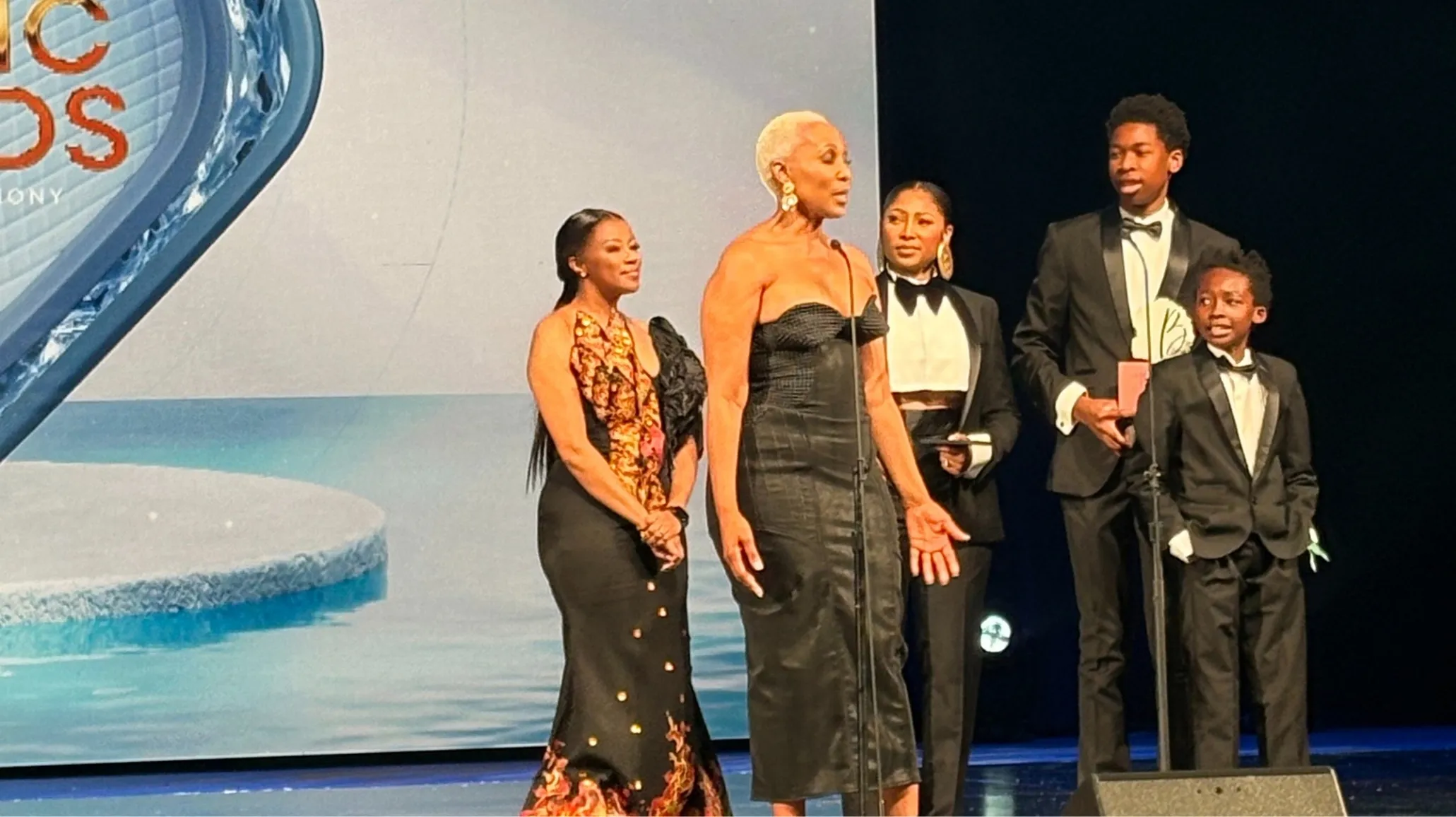 Bongi Mlotshwa with her daughter Enhle Mbali Mlotshwa and her sons at Basadi In Music Awards