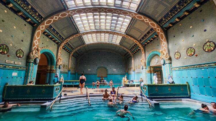 People swimming at Gellert baths