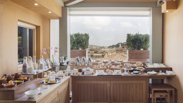 The breakfast buffet spread at Portrait Roma