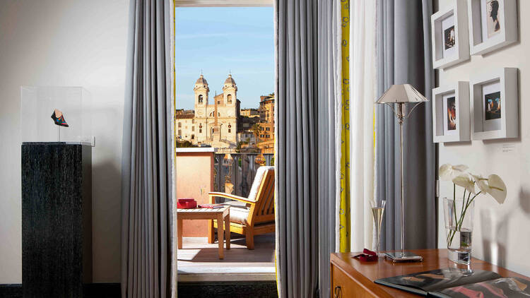 View from a bedroom with a terrace in Portrait Roma