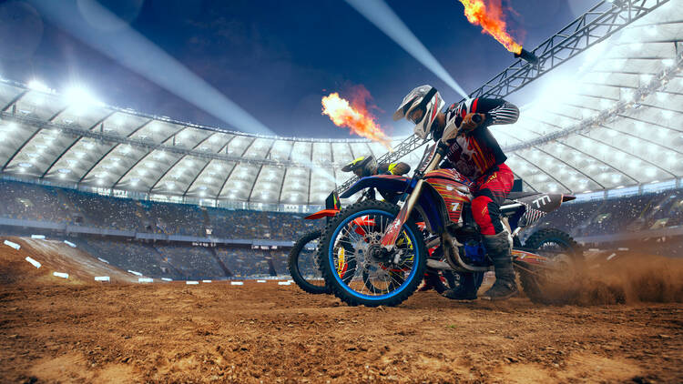 Motocross riders in action Supercross