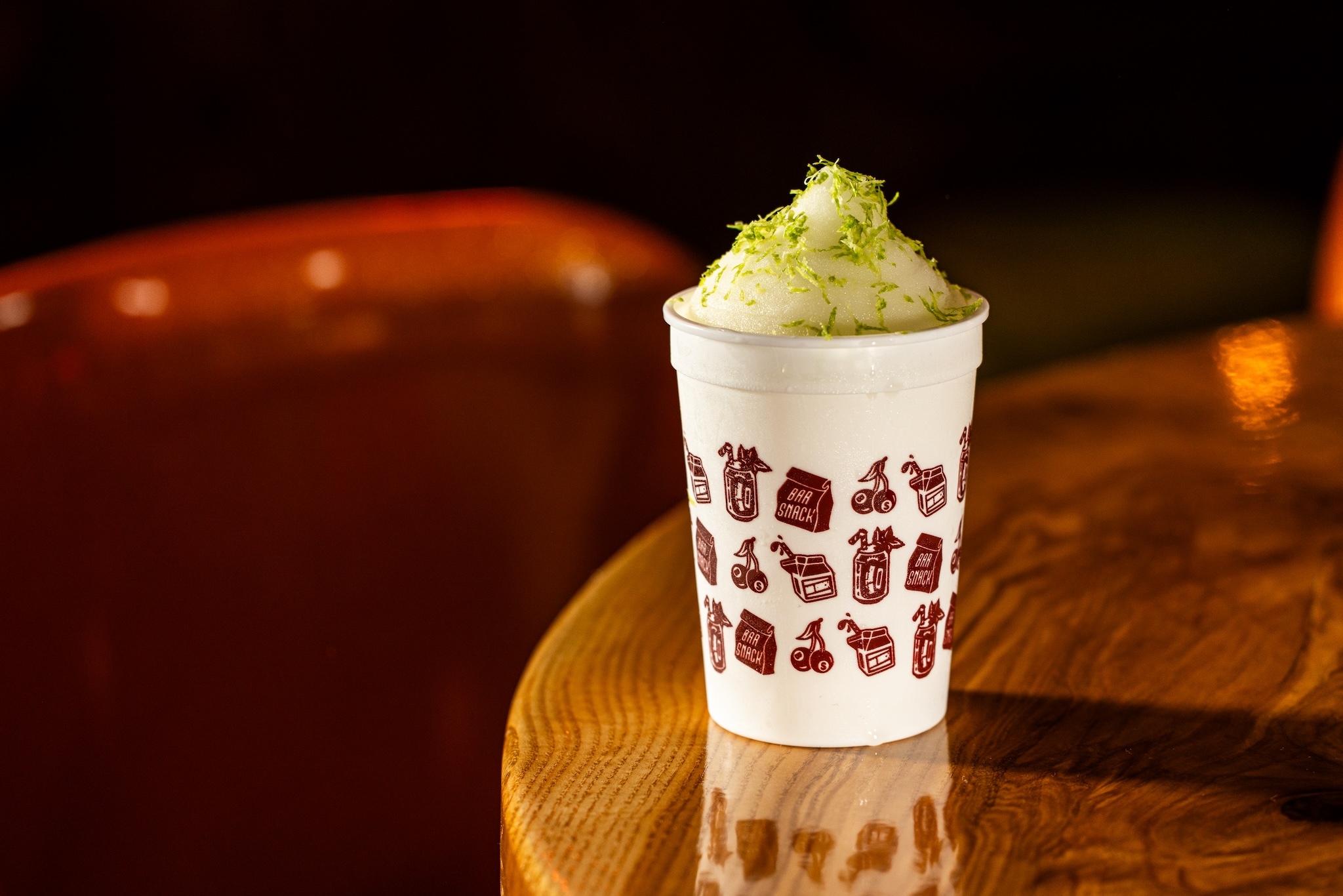 Frozen cocktail in a white cup