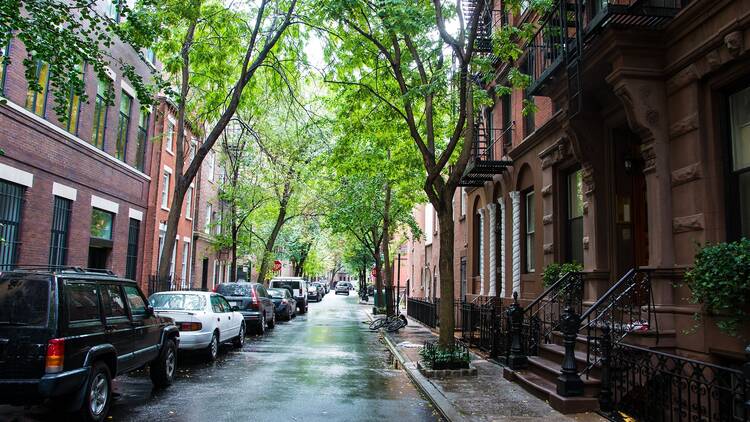 Cars parked in Greenwich Village