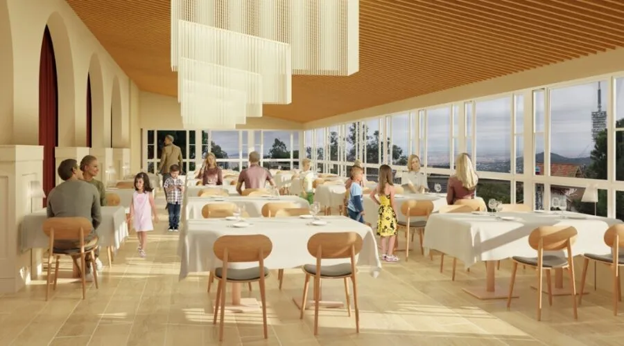 Un render del futur menjador-mirador de la Masia del Tibidabo