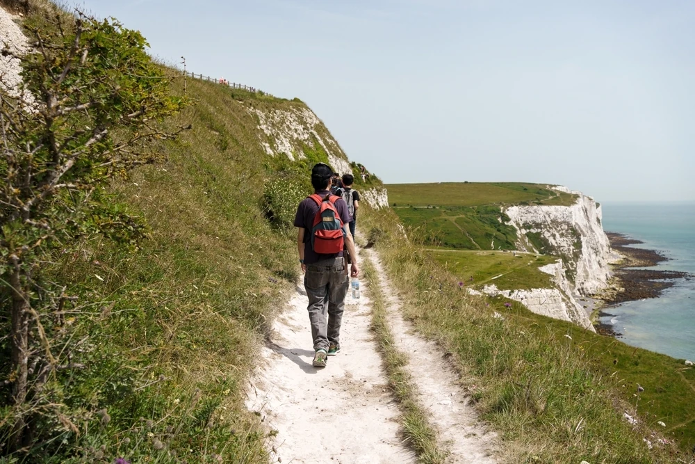 Hiker on the coast in the UK