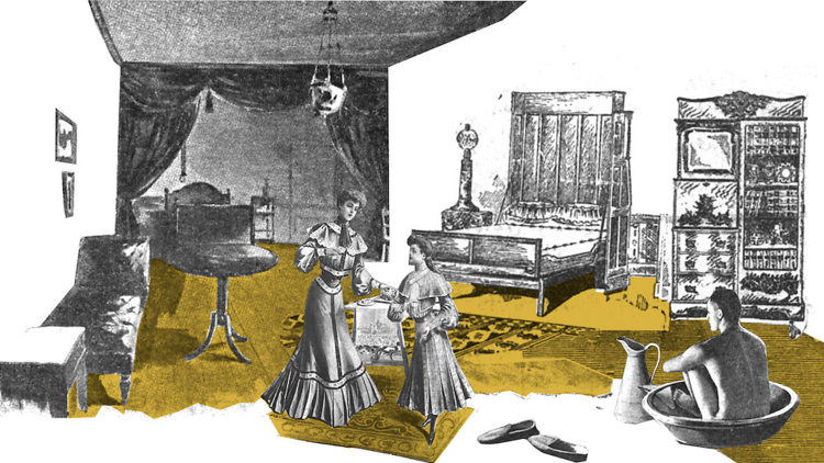 Gürbey Hiz, Tahayyüller, İnşalar, Deneyimler Atlası (2020) projesinden Hanelerde Keyif Veren Gariplik adlı detay. Kaynak: Servet-i Fünûn Gürbey Hiz, Tahayyüller, İnşalar, Deneyimler Atlası (2020) projesinden Hanelerde Keyif Veren Gariplik adlı detay. Kaynak: Servet-i Fünûn