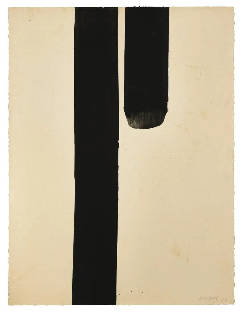 Pierre Soulages, Gouache sur papier marouflé sur panneau, 1977 Collection C.S. © Adagp, Paris, 2025. Photo Vincent Cunillère