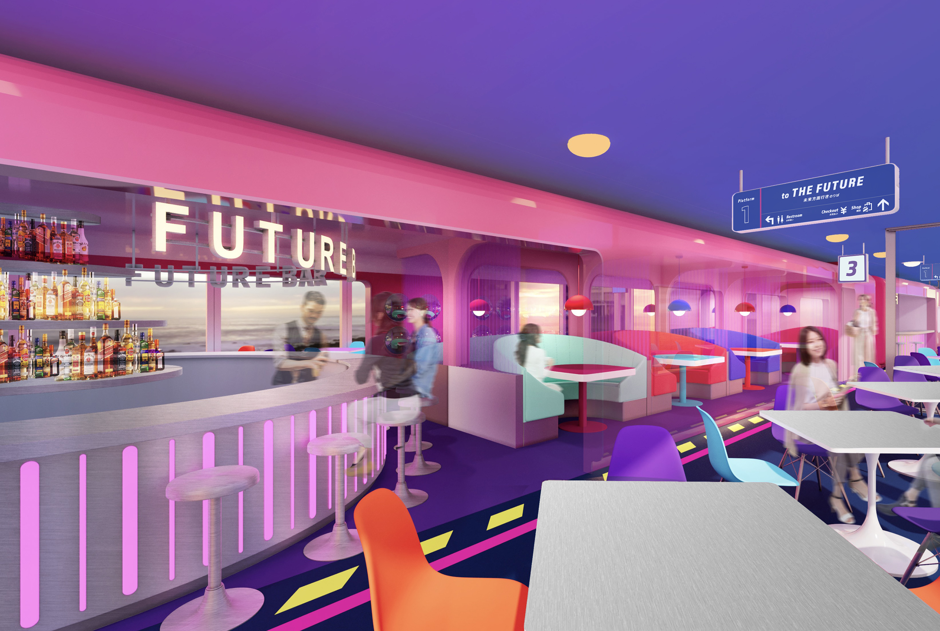 京都・梅小路エリア、列車型エンタメレストラン「FUTURE TRAIN KYOTO