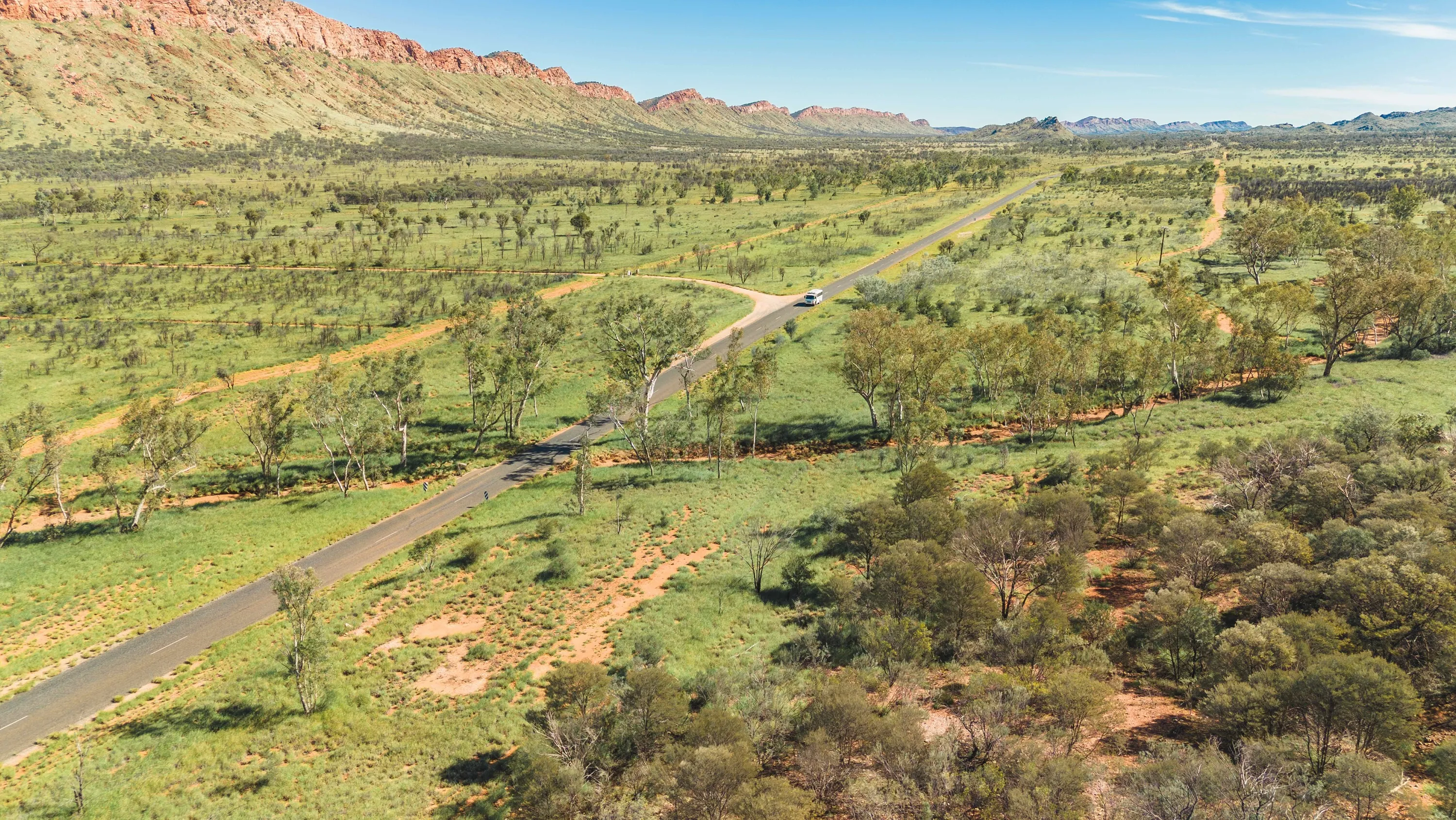 Aerial view of outback road