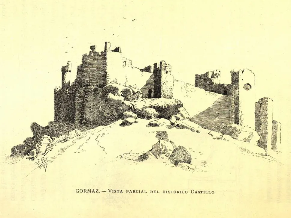 El castillo de Gormaz, en un dibujo de Isidro Gil (1889) (Wikipedia).