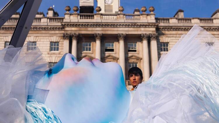Close up view of ‘The Spell or The Dream’ by Tai Shani in the Somerset House Courtyard