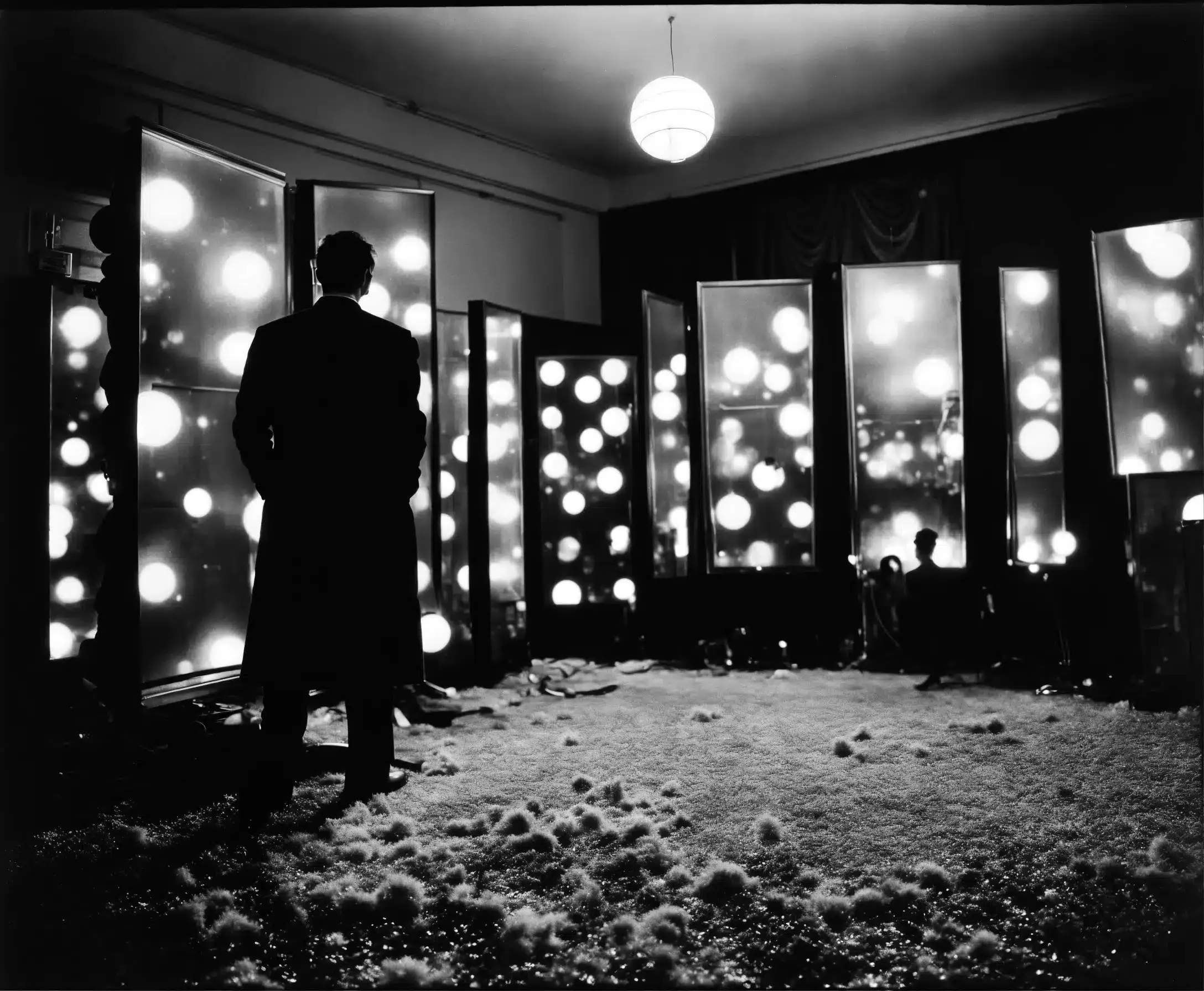 Erik Bullot, Cinéma vivant 2024 Tirages numériques de 12 images générées par le modèle de diffusion Lexica, 40 × 45 cm chacun Avec le soutien du Jeu de Paume, Paris © Erik Bullot