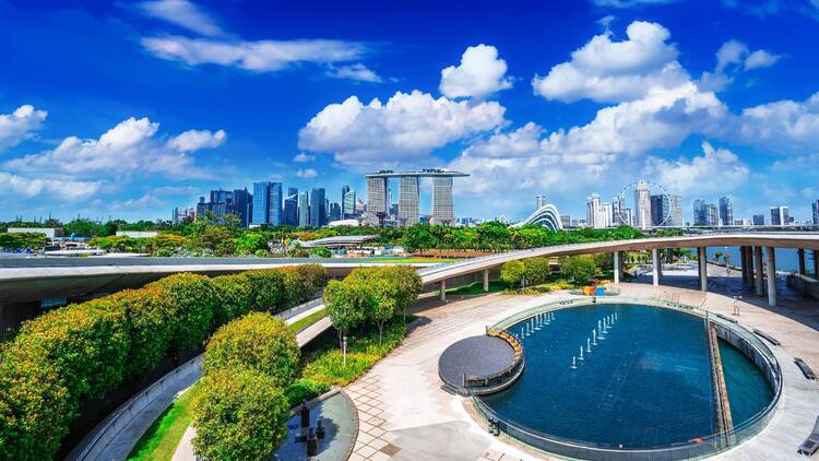 Cityscape view of Singapore from Marina barrage park Singapore