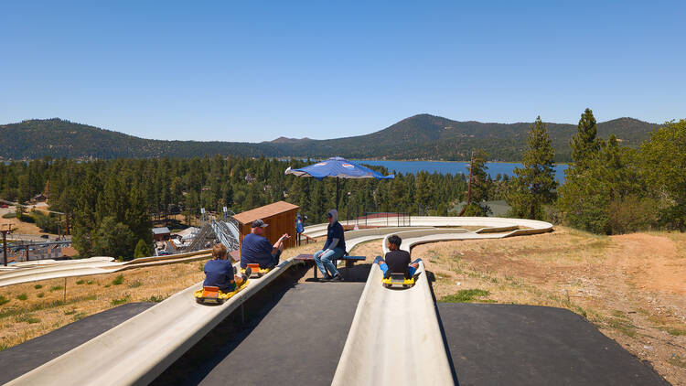 Scoot down a hillside at the Alpine Slide at Magic Mountain