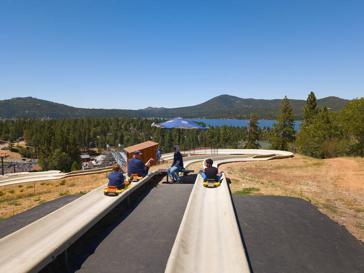 Scoot down a hillside at the Alpine Slide at Magic Mountain