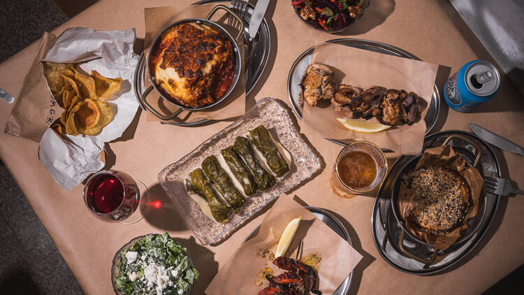 Food spread at Homer Rogue Taverna