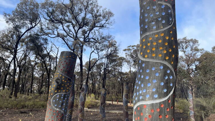 Cultural artworks at the Larni Yirrip campground
