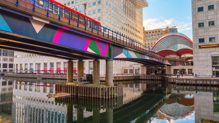 DLR train at Canary Wharf in London
