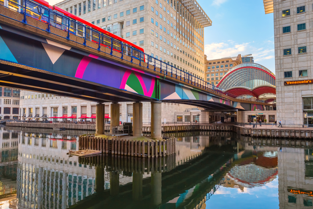 DLR train at Canary Wharf in London