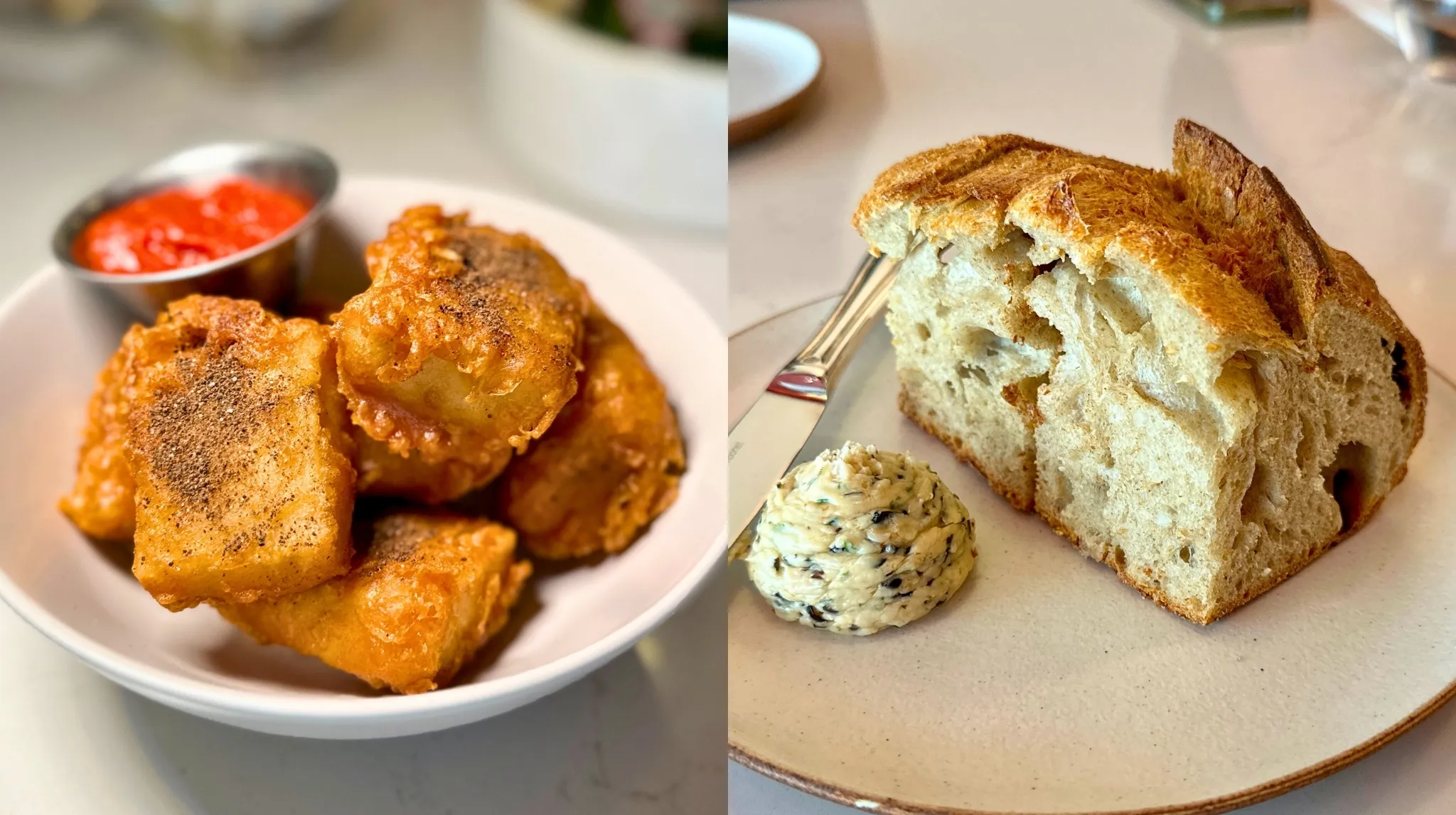 Revolution Wine Bistro Chicken Nuggets and Sourdough with Seaweed Butter