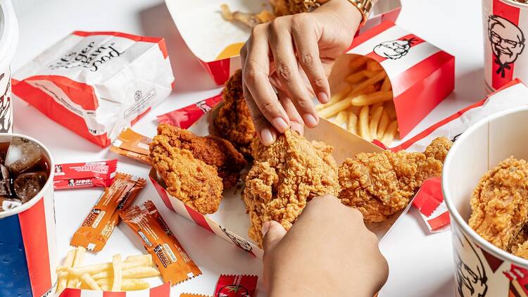 KFC fried chicken and side dishes