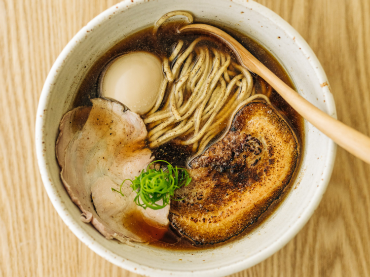 Bowl of ramen with pork and egg