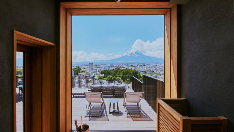 Relax and recharge at this new hotel with sauna suites, a pet-friendly wing and panoramic views of Mt Fuji