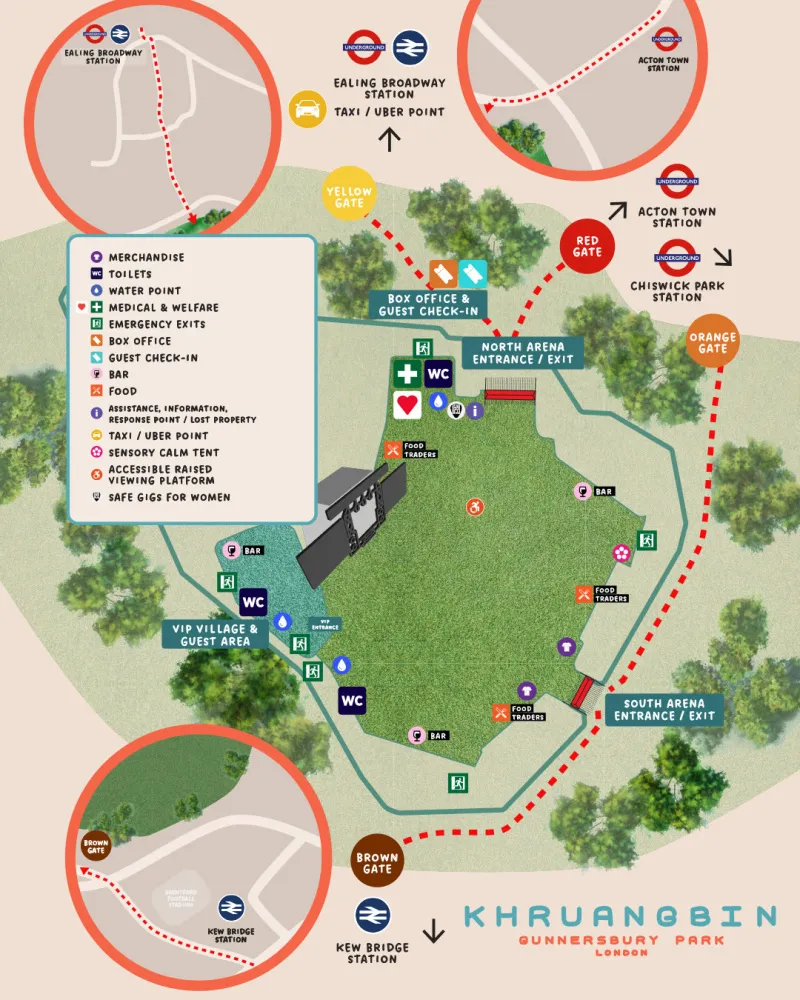 Khruangbin at Gunnersbury Park, London, map