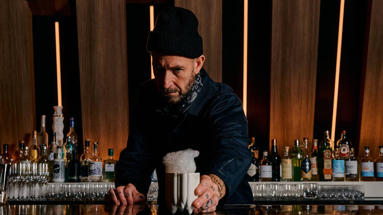 Bartender Matt Whiley making a cocktail