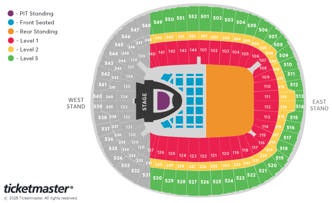 The seating plan for Wembley for Blackpink's shows
