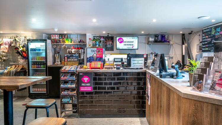 The cafe and shop at The Climbing Hangar