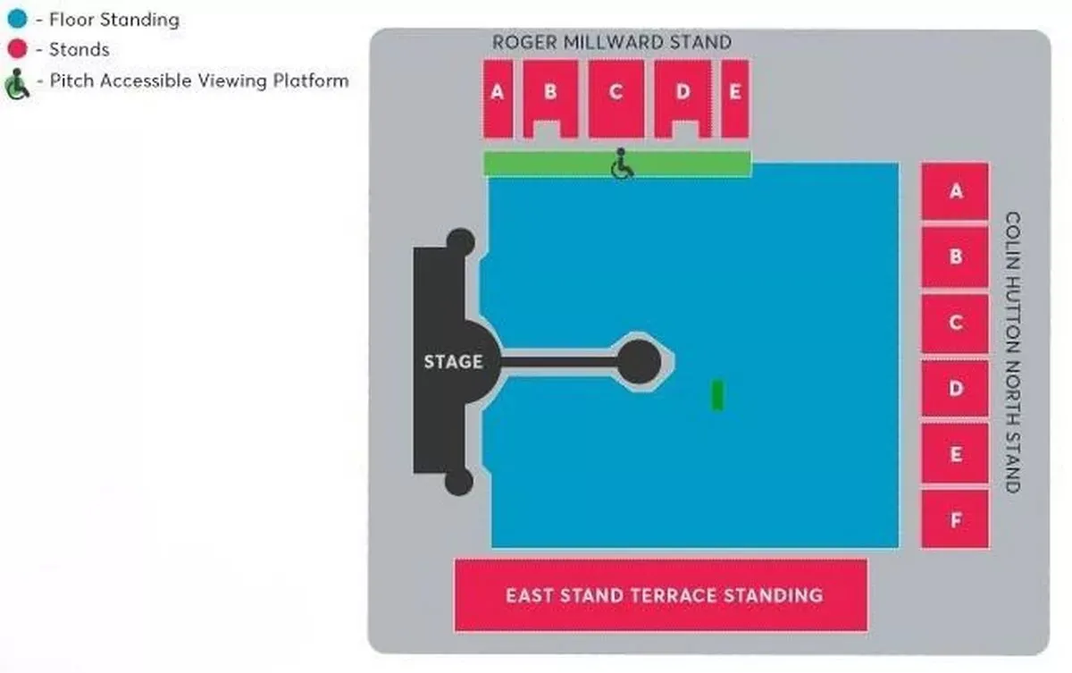 The seating plan for Coldplay's Hull dates