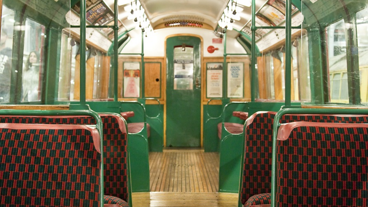 The interior of an art deco tube carriage 