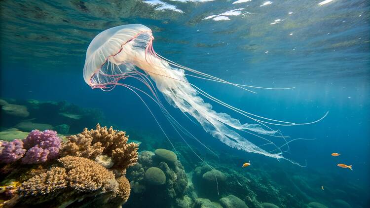 A jellyfish swimming