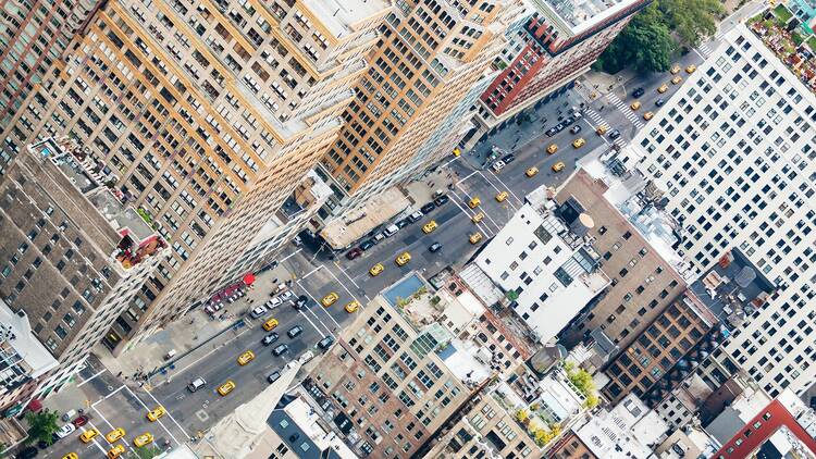 Aerial view of Manhattan streets