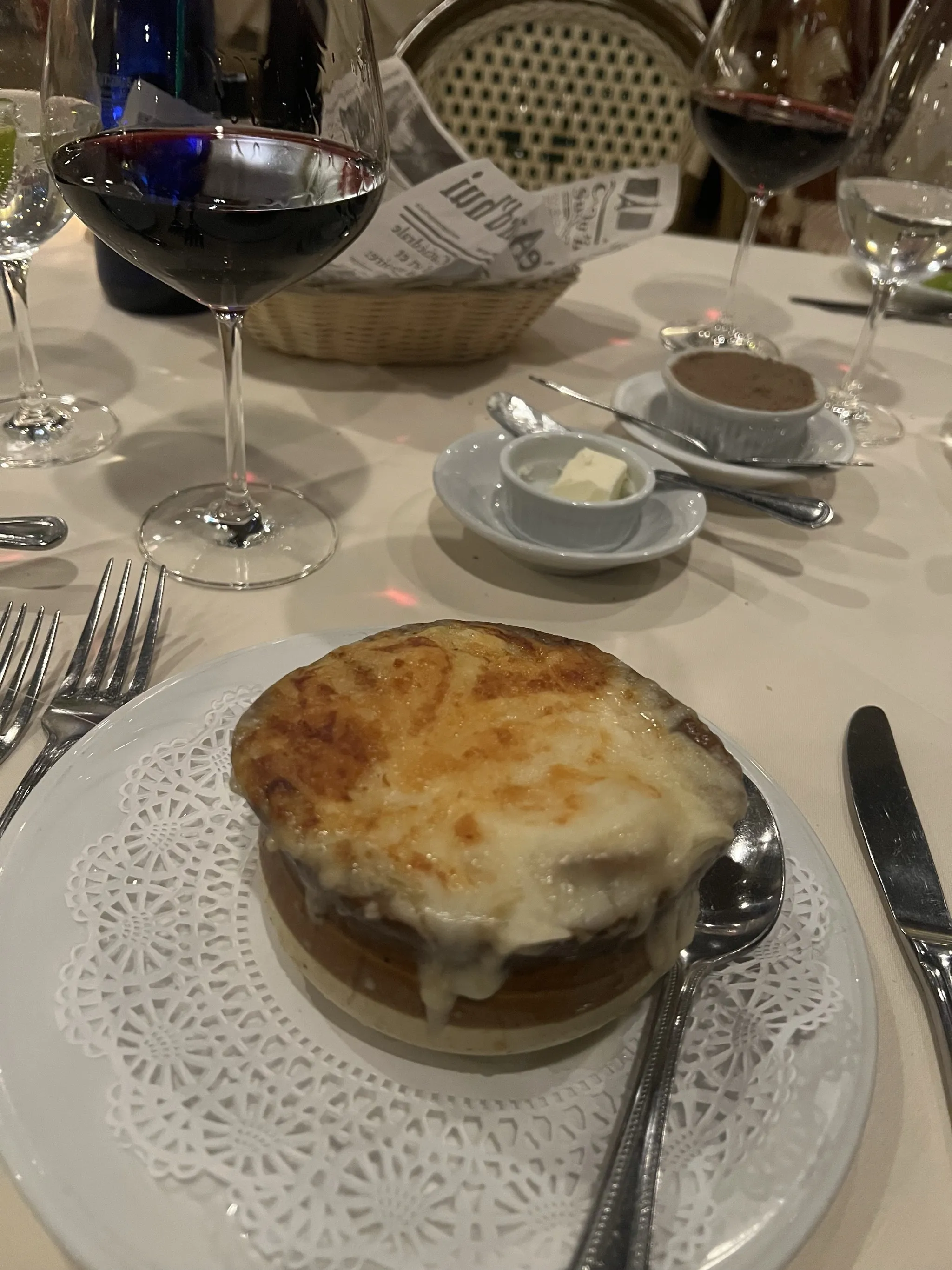 French onion soup at Chez Pierre