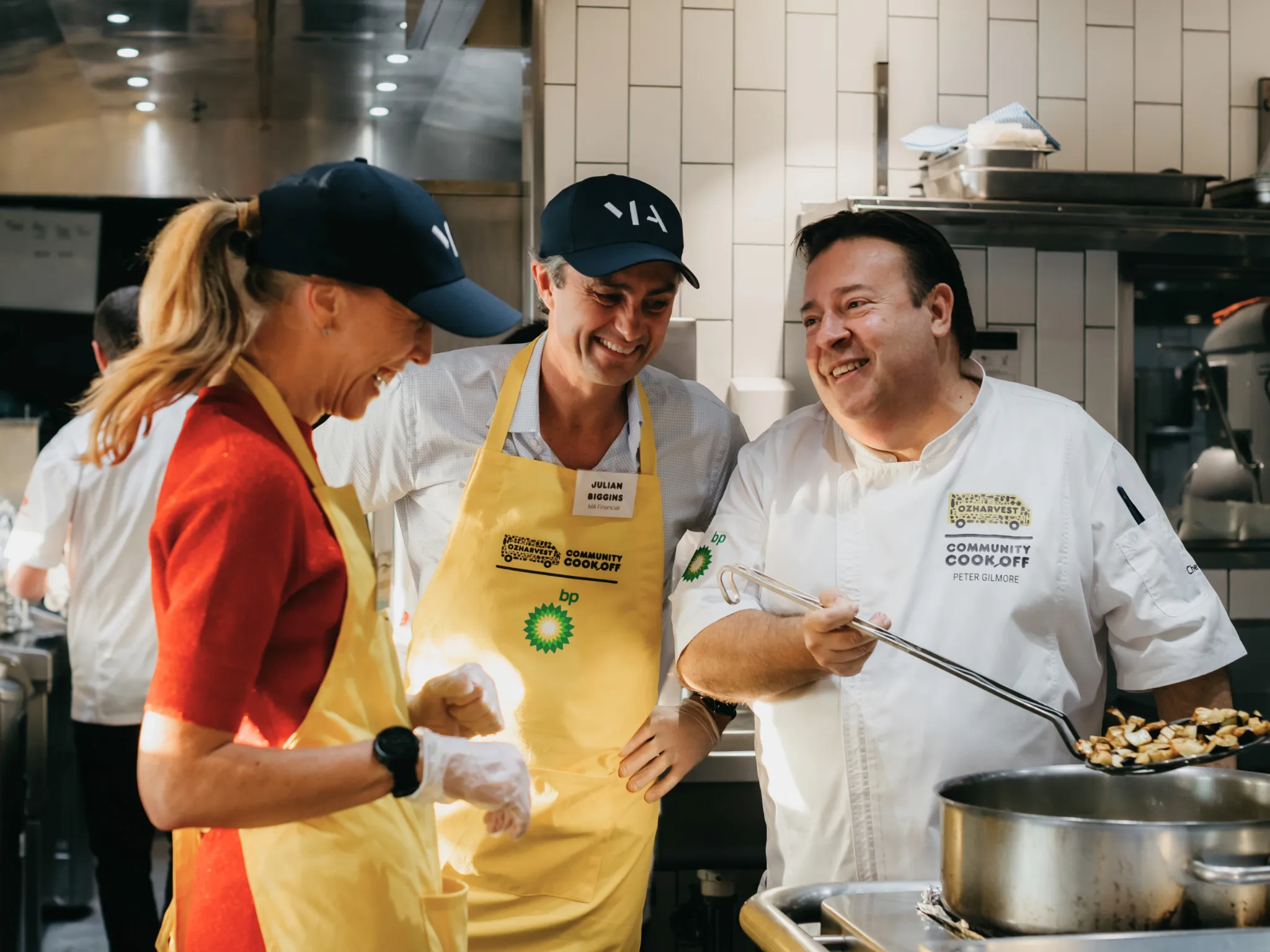 Three chefs in kitchen