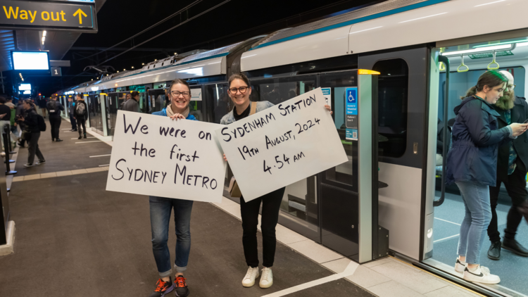 passengers on Sydney Metro opening day