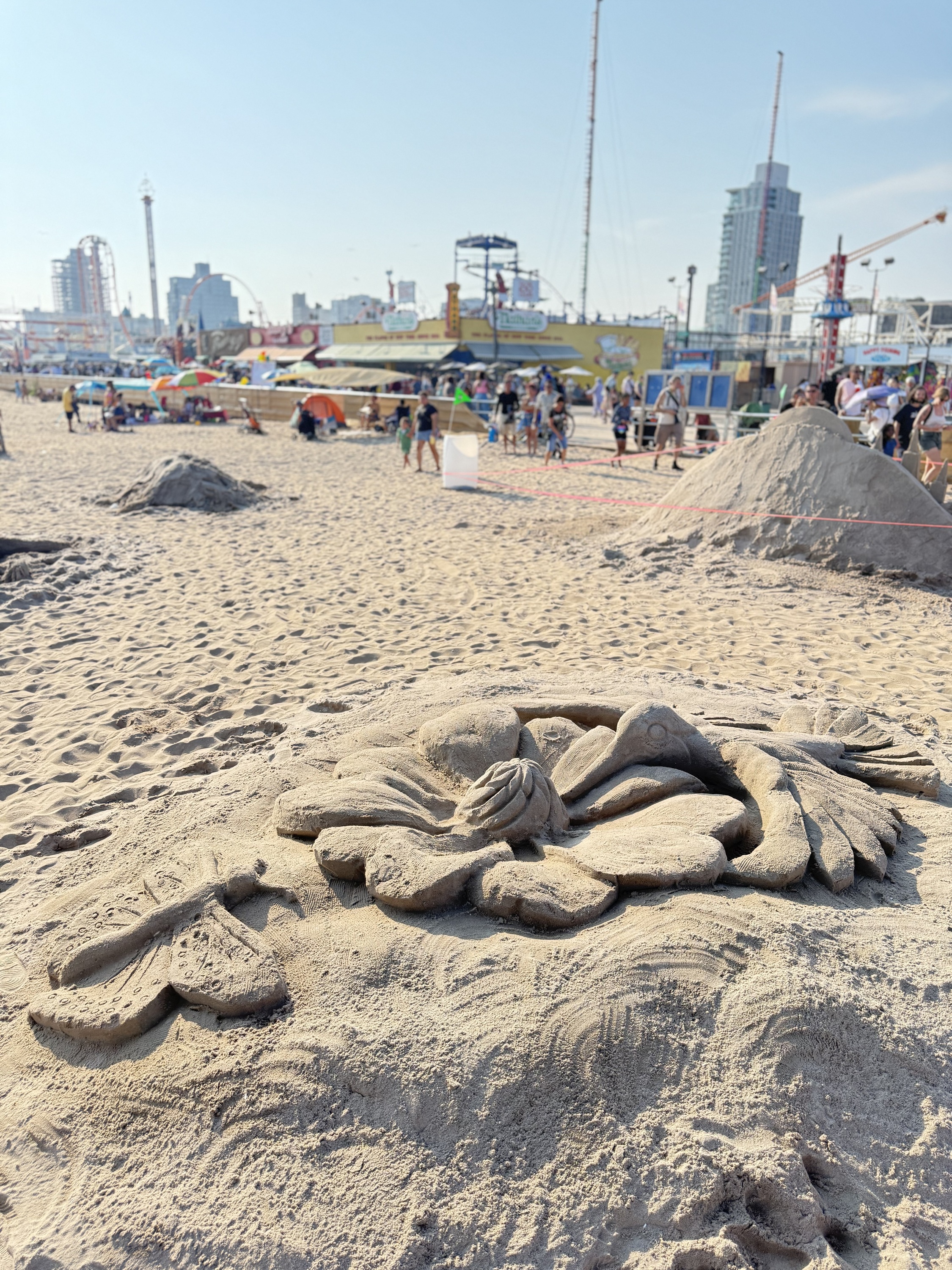 A sand sculpture of a flower.
