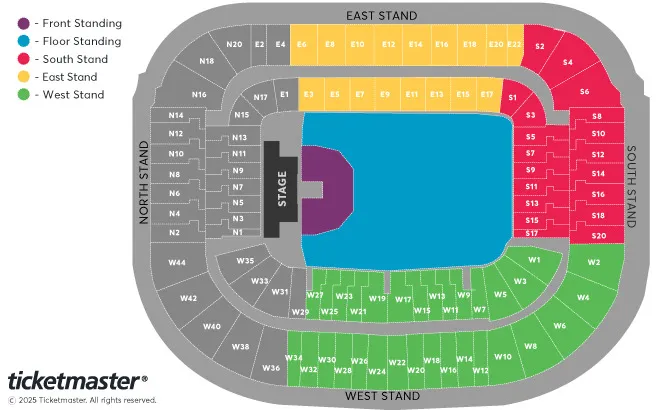 Edinburgh Murrayfield Stadium seating plan for AC/DC 2025