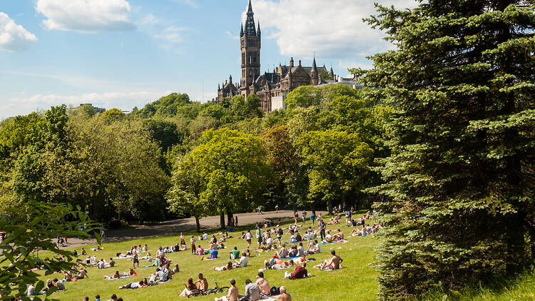 Kelvingrove in Glasgow, in the sunshine