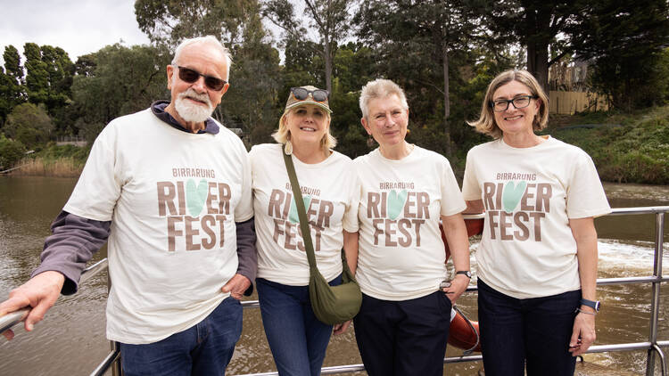 Four people wearing 'Riverfest' t-shirts.