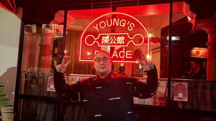 Out the front of Young's Palace