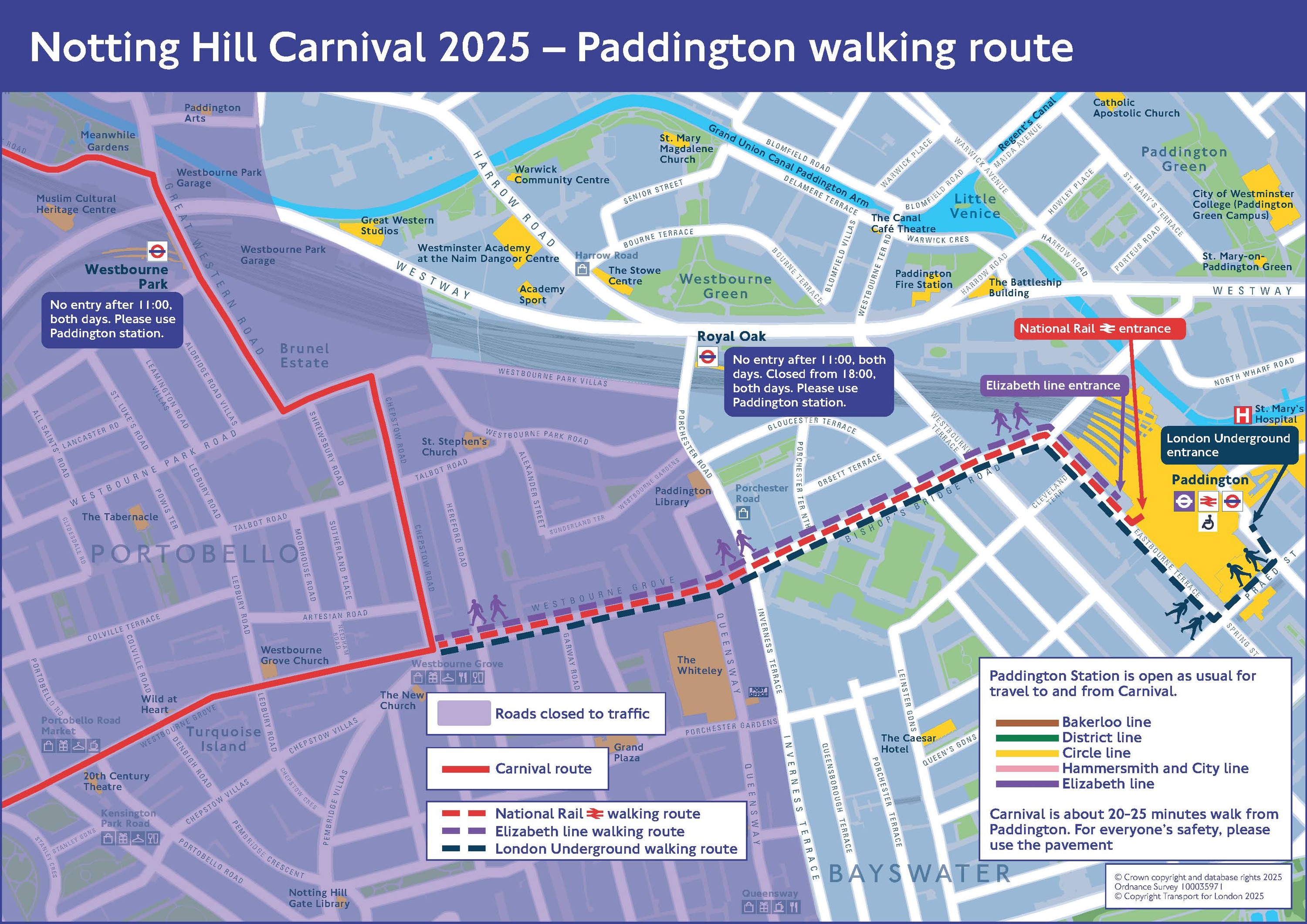 Notting Hill Carnival 2025 walking route map